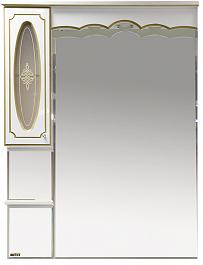Misty Зеркальный шкаф Монако 90 L белый/ патина – фотография-1